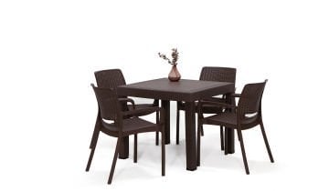 Viva Rattan Kollu Bahçe Masa Takımı - Kahve