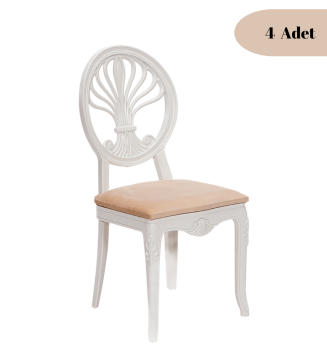 4 Adet Rodos Sandalye - Beyaz