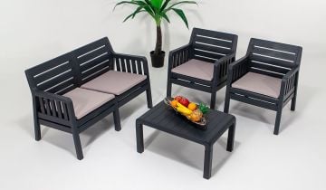 Lara 2 1 1 S Bahçe Takımı Balkon - Bahçe - Teras Mobilyası / Antrasit