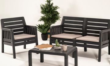 Lara 2 1 1 S Bahçe Takımı Balkon - Bahçe - Teras Mobilyası / Antrasit