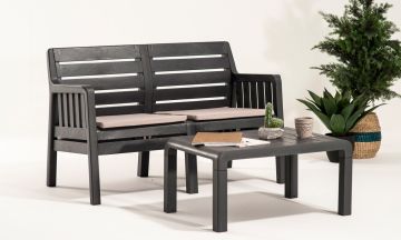 Lara 2 1 1 S Bahçe Takımı Balkon - Bahçe - Teras Mobilyası / Antrasit