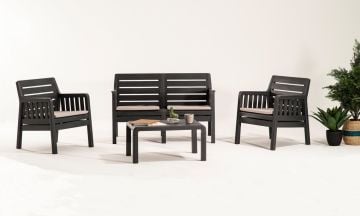 Lara 2 1 1 S Bahçe Takımı Balkon - Bahçe - Teras Mobilyası / Antrasit