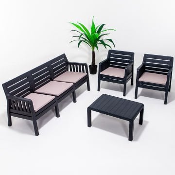 Lara 3+1+1+S Bahçe Oturma Grubu - Antrasit