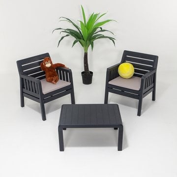 Lara 1+1+S Bahçe Oturma Grubu - Antrasit