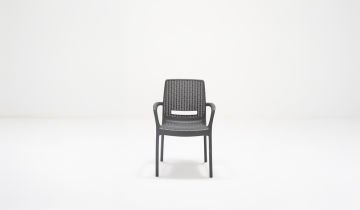 Rattan 6 Kişilik Kollu Masa Seti - Antrasit