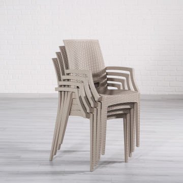 Rattan Lüx Dikdörtgen Cappucino Masa Takımı Bahçe&Balkon