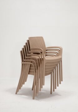 Rattan Lüx Dikdörtgen Cappucino Masa Takımı Bahçe&Balkon