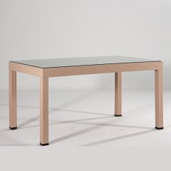 Rattan Large Camlı Masa Seti - Cappucino-Camlı