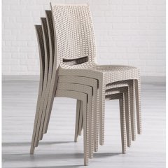Rattan Large Camlı Masa Seti - Cappucino-Camlı