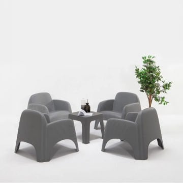 Şile Pratik Bahçe, Balkon Oturma Grubu ( 1+1+1+1+S ) Bahçe Mobilyası / Gri