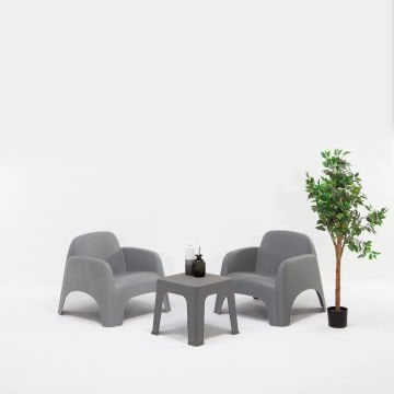 Şile Pratik Bahçe, Balkon Oturma Grubu ( 1+1+S ) Bahçe Mobilyası / Gri