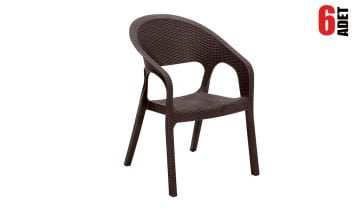 Garden Rattan Sandalye Kahve (6 Adet)