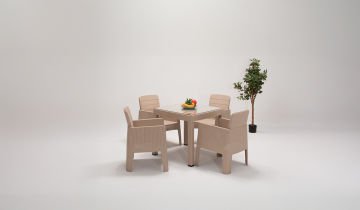 Apex Lüx Cappucino Camlı Bahçe Takımı