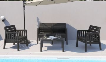 Lara Bahçe Oturma Grubu 2+1+1+S (Mindersiz-Antrasit)