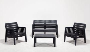 Lara Bahçe Oturma Grubu 2+1+1+S (Mindersiz-Antrasit)