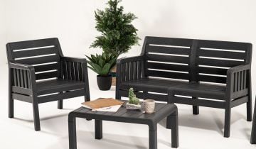 Lara Bahçe Oturma Grubu 2+1+1+S (Mindersiz-Antrasit)