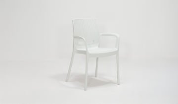 Rattan Sandalye Kollu Beyaz (2 Adet)