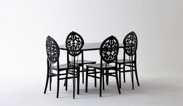 Nero Siyah Masa 75x110 cm Venüs Siyah Sandalye Mutfak Masa Takımı