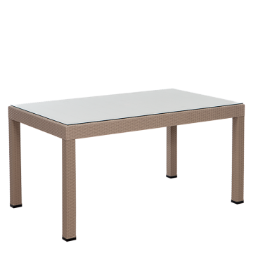 Rattan 90x150 Camlı Masa - Cappucino