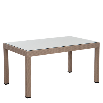 Rattan 90x150 Camlı Masa - Cappucino