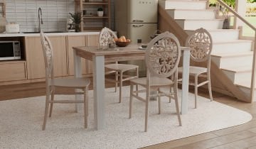 Grande Ceviz / Venüs Mutfak Masa Takımı 1 Masa 4 Sandalye - Cappucino