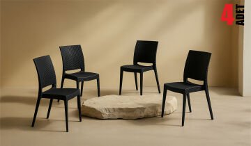 Rattan Sandalye Antrasit (4 Adet)