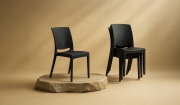 Rattan Sandalye Antrasit (4 Adet)