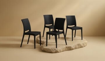 Rattan Sandalye Antrasit (4 Adet)