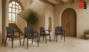 Viva Rattan Sandalye Lüx Antrasit (Kollu-4 Adet)