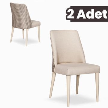 Linen 2 Adet Yemek-Mutfak-Salon Sandalyesi / Krem