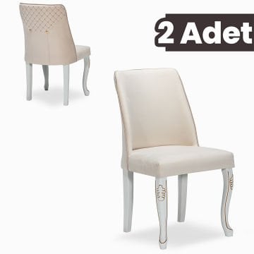 Hürrem 2 Adet Yemek-Mutfak-Salon Sandalyesi / Krem