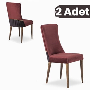 Demre 2 Adet Yemek-Mutfak-Salon Sandalyesi / Bordo