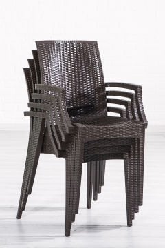 Rattan Small Lüx Camlı Kahve Masa Takımı Bahçe&balkon 1 Camlı Masa 4 Sandalye