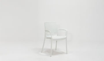 Rattan 80x80 Camsız Kollu Masa Takımı - Beyaz