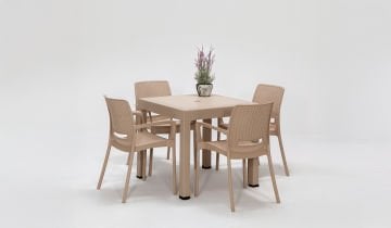 Rattan Kollu Bahçe Masa Takımı - Cappucino