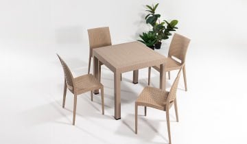 Rattan 4 Kişilik Bahçe Masa Seti - Cappucino