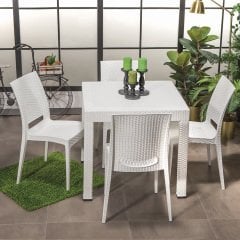 Rattan 4 Kişilik Bahçe Masa Takımı - Beyaz