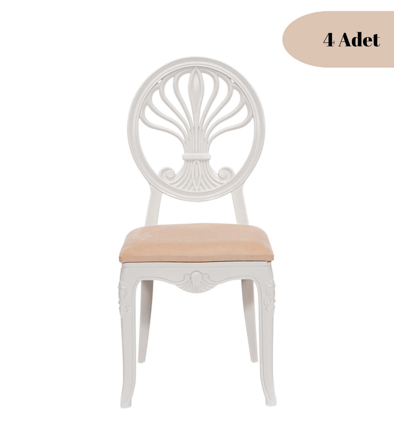 4 Adet Rodos Sandalye - Beyaz