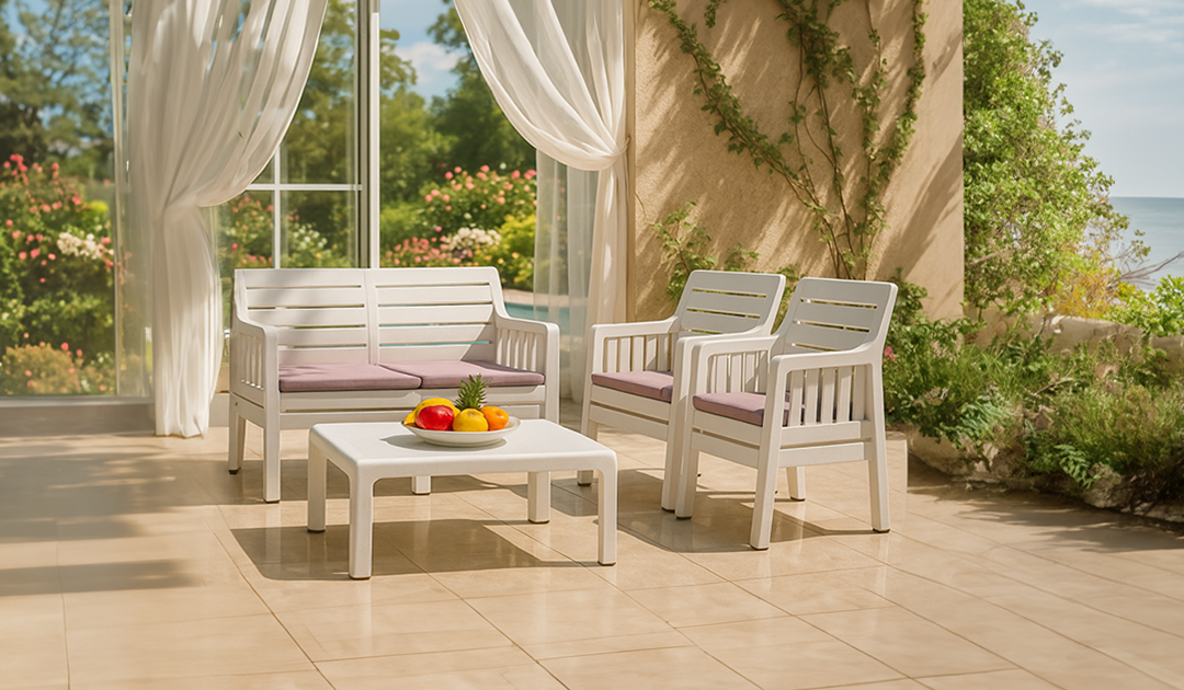 Lara 2+1+1+S Bahçe Oturma Grubu - Beyaz