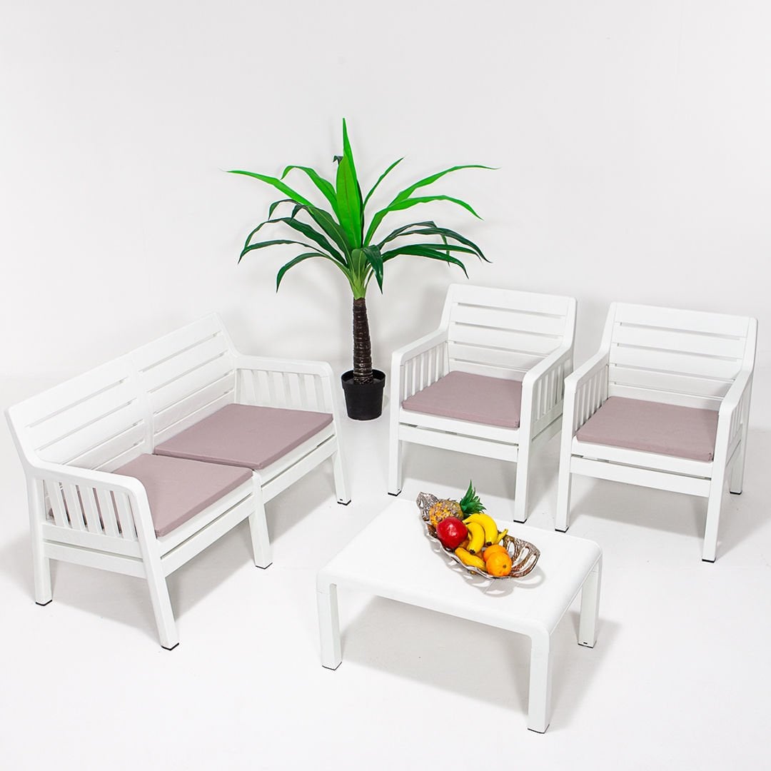 Lara 2+1+1+S Bahçe Oturma Grubu - Beyaz