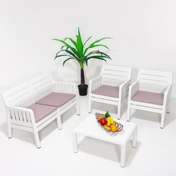 Lara 2+1+1+S Bahçe Oturma Grubu - Beyaz
