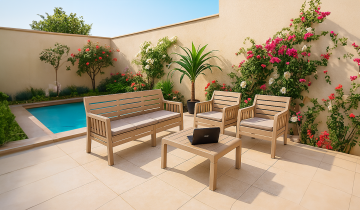 Lara Minderli 3+1+1+S Bahçe Oturma Grubu - Cappucino