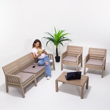 Lara Minderli 3+1+1+S Bahçe Oturma Grubu - Cappucino