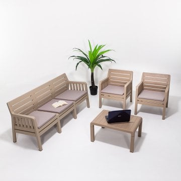 Lara Minderli 3+1+1+S Bahçe Oturma Grubu - Cappucino