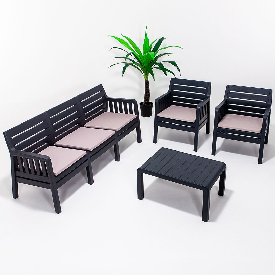 Lara 3+1+1+S  Bahçe Oturma Grubu - Antrasit