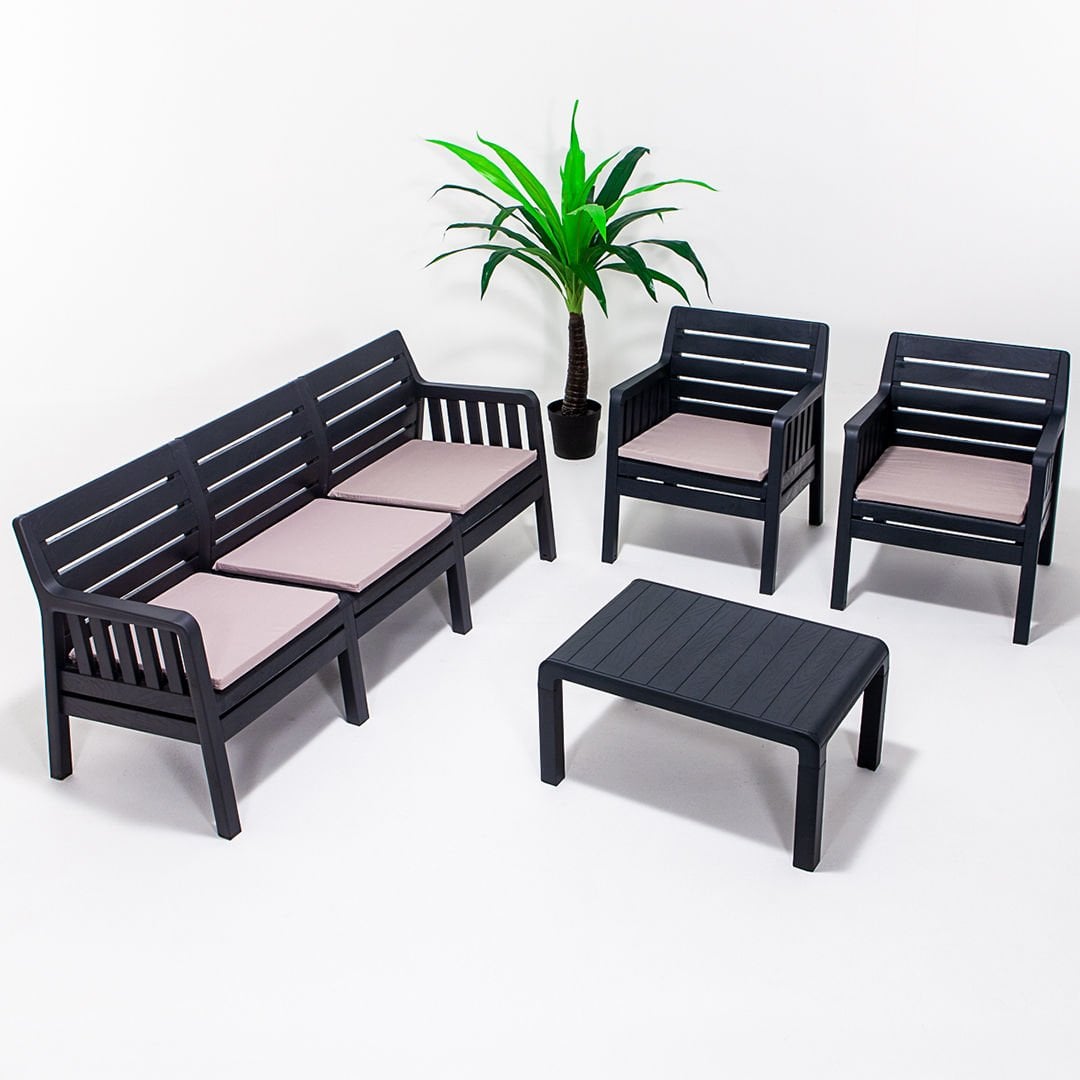 Lara 3+1+1+S  Bahçe Oturma Grubu - Antrasit