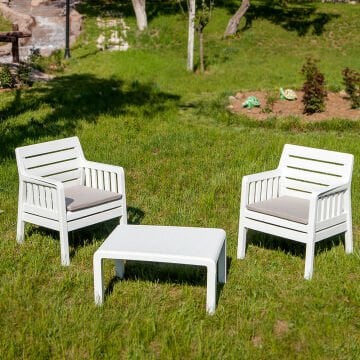 Lara 1+1+S Bahçe Oturma Grubu - Beyaz