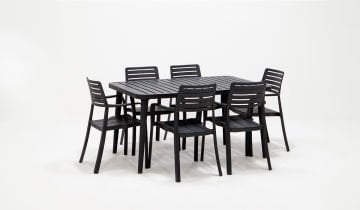 Lucia Antrasit Bahçe Masa Seti  ( 6 Kişilik Kollu Sandalye )