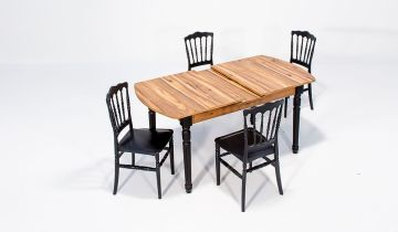 Sofia Ceviz Masa Miray Sandalye Takımı - Siyah