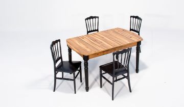 Sofia Ceviz Masa Miray Sandalye Takımı - Siyah